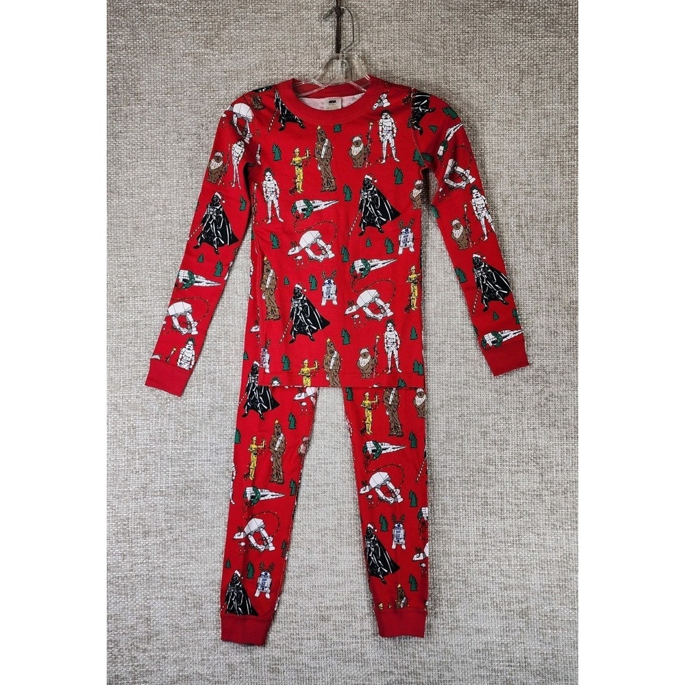 Hanna Andersson Star Wars Christmas Pajama Set Youth 10 Red Chewy R2D2 Darth NWT